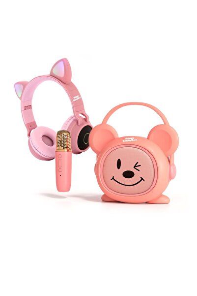 SMART TabbyBoo Set microfon karaoke copii Moly,difuzor separat,4 efecte voce, cu casti audio, Roz
