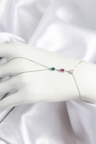 Skygo Brass Colored Zircon Stone Model Silver Color Şahmeran - Tj-Sn722