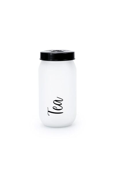 Generic Solmazer Herevin 1-Liter Decorated Glass Jar - Stylish White Ice Color-Painted Tea Canister for Fre