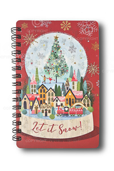 Mia Pera Simli Defter A5 Yeni Yıl Çizgisiz Spiralli 14x21 cm Yılbaşı KarKüresi Desen