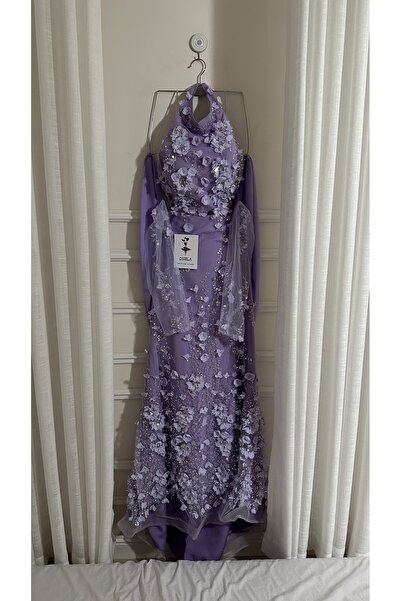 Onila فستان موف ورد مطرز يدوي