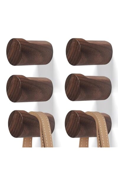 Generic KASTWAVE Wooden Wall Hook, 6-Pack Coat Hook Wall Mount Decorative Wooden Hook Coat and Hat Hanger B