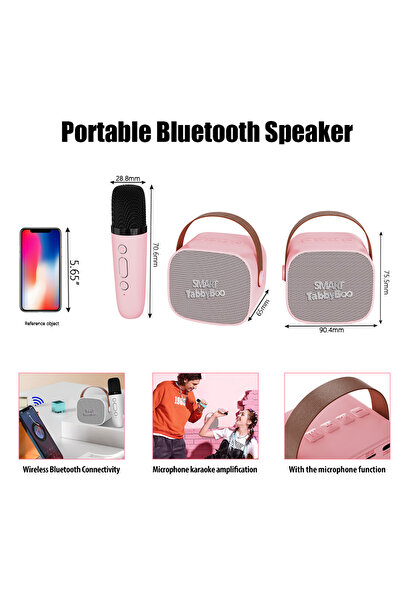 SMART TabbyBoo Microfon karaoke copii/adulti MK1,cu difuzor separat,4 efecte voce, Roz