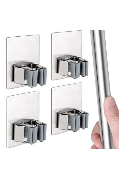 Generic Broom and Mop Holder Wall Mount, 4 Pack Stainless Steel Individual Gr...