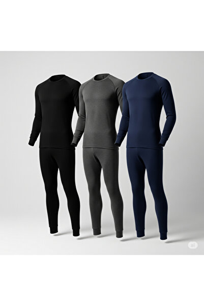 don-x | Super 3-Piece Set Men's Winter Cotton Thermal Suit (Black, Navy Blue, Anthracite)