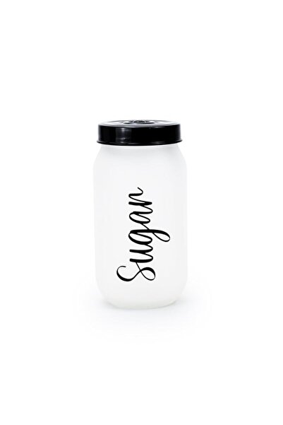 Generic Solmazer Herevin 1-Liter Decorated Glass Jar - Stylish White Ice Color-Painted Sugar Canister for F