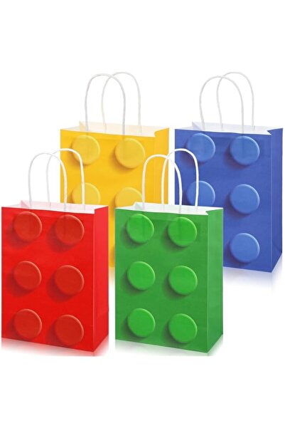 Generic Sabary 24 Pieces Building Block Party Favor Bags, Bricks Candy Treat Paper Bags, Party Gift Goodie