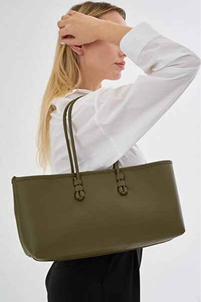CANTACOMBINE Women's Long Tote Bag Khaki