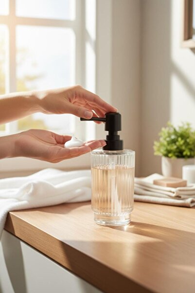 ANJEAHOME Moyale Tekli Cam Banyo Sabunluğu | 500 ML Şeffaf Cam Sıvı Sabunluk ...
