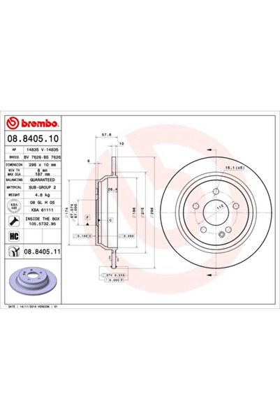 Brembo Спирачен диск Mercedes-Benz Viano/Vito / Mixto Body/Vito Bus Mercedes-...