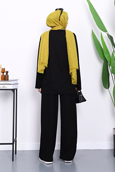 İmajButik Black Side Belted Trousers Suit