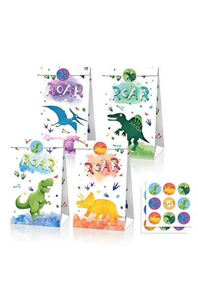 Generic COSFAN Dinosaur Party Bags 12 PCS Colorful Dino Party Supplies for Birthday Party Favor Candy Goodi