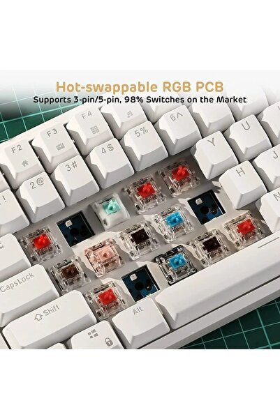 Leaven K-620 Ayrılabilir Type-C Kablolu Brown Switch Hot Swap Mekanik Klavye