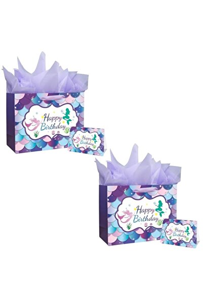 Generic 2 Pcs Large Thank You Gift Bag, Shopping Smile Bag, Portable Kraft Paper Bags, Party Favor Bags wit