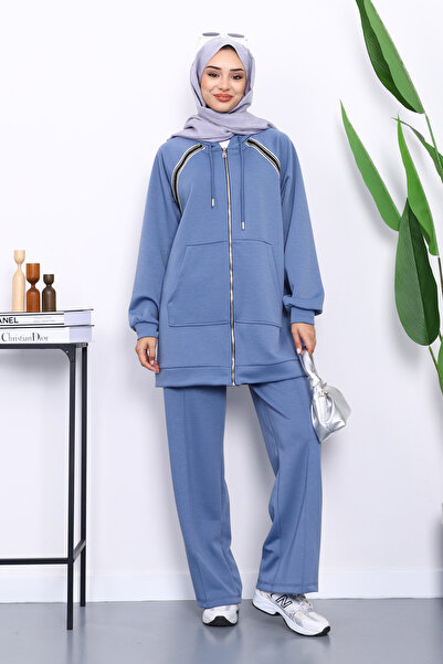 İmajButik Індіго Туніка на блискавці з модальними брюками