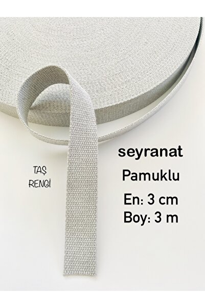seyranat Açık Gri, Taş Rengi 3 Metre Eni 3 Cm Pamuklu Cüzdan, Çanta Askısı, S...