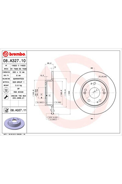 Brembo Set Discuri Frana Honda Accord 7 2002-2008