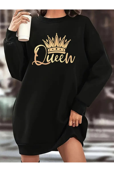 Pink Sky Queen Yazılı supradimensionat Swea tricou Rochie Femei