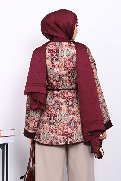 İmajButik Μπουφάν με έθνικ σχέδιο με κουμπώματα από δαμάσκηνο