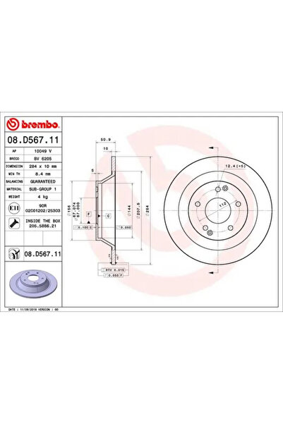 Brembo Disc Frana Ssangyong Tivoli/Xlv Suv/Xlv Van
