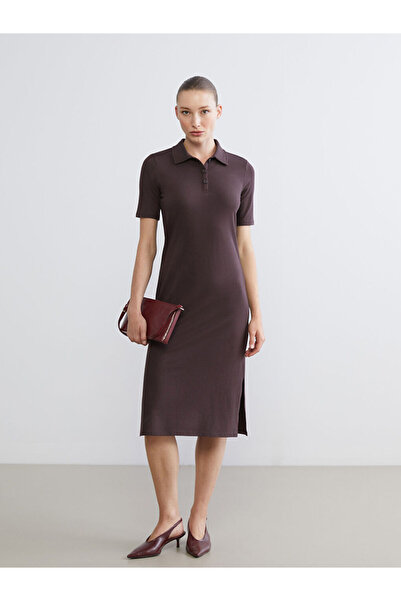 LC Waikiki Rochie maro cu guler polo A croială din amestec modal