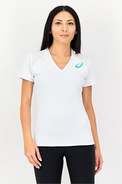Asics Women Sportswear Fit Brand Logo Short Sleeve Tennis T-Shirt, White