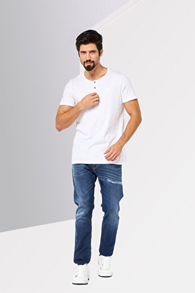 Cerruti 1881 Men Round Neck Short Sleeve Embroidered Logo T-Shirt, White