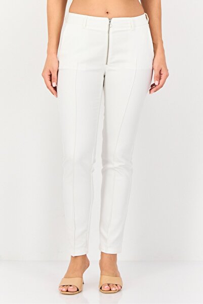 Reiko بنطلون نسائي سادة بقصّة سيجارة، أبيض