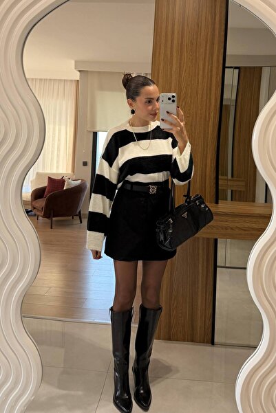 zibayi Oversized Soft Textured Striped Knitwear Sweater |   Standard Size Stylish and Comfortable Winter Fashion