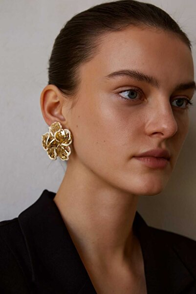 bahia butik aksesuar Kadın Büyük Form Çiçek Küpe