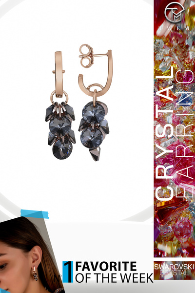 Twem Silver Zirconia Swaroski Crystal Stone Cluster Ros Earrings |   Pink Ton...