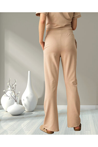 MinervaXint Women's Regular Fit Normal Elastic Waist Leg Slit Cotton Sweat Pants