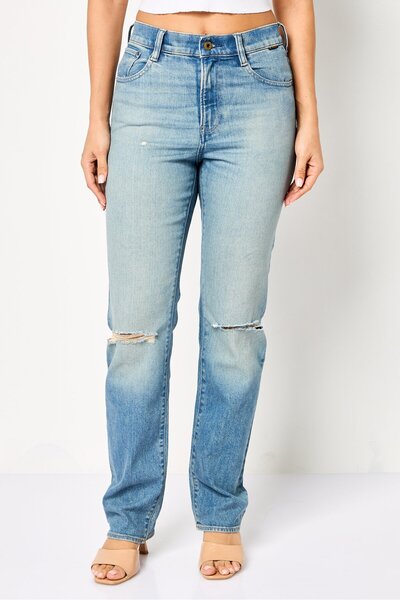 G-STAR RAW Women Straight Fit Distressed Stretchable Denim, Blue