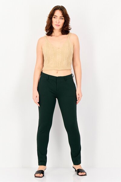 Reiko Women Cigarette Fit Solid Skinny Pants, Green