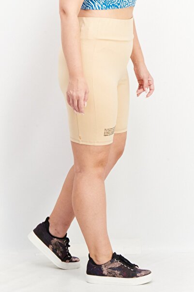 Tribe of 6 Women Sportswear Fit Embroidered Logo Cycling Shorts, Beige