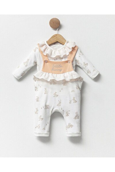 Cassiope Tavşan Baskılı Mevsimlik Penye %100 Pamuk Salopet + Sweet