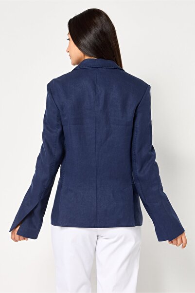 Karl Lagerfeld سترة نسائية سادة بقصّة عادية من كينيث، لون أزرق داكن