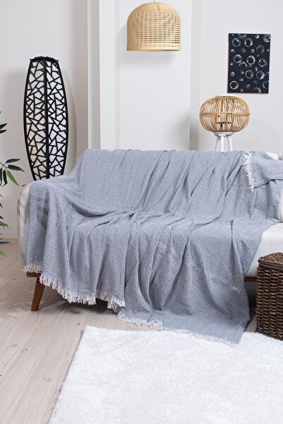 Valoroso Tekstil Husa de scaun din bumbac cu model zigzag cu ciucuri 170X210 ...