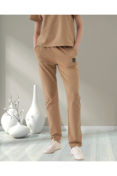 MinervaXint Women's Regular Fit Normal Elastic Waist Side Pocket Cotton Sweat Pants