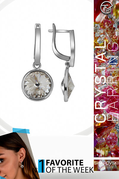 Twem Silver أقراط متدلية بيضاء مرصعة بحجر كريستال زركونيا سواروسكي |   أنيق للمناسبات الخاصة