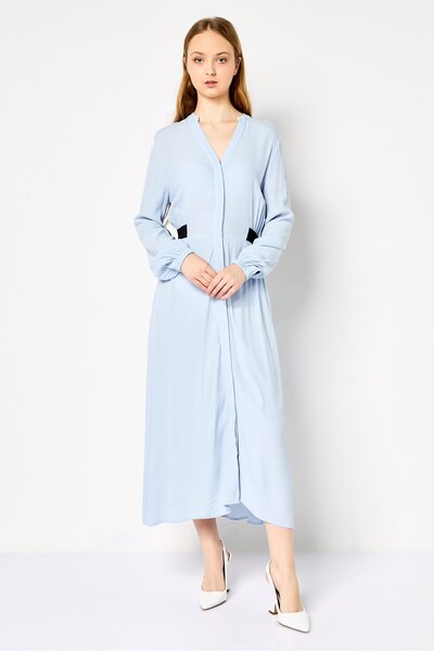 Karl Lagerfeld Women Solid Shirt Dress, Ash Blue