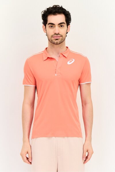 Asics Men Sportswear Short Sleeve Training Polo Shirt, Coral