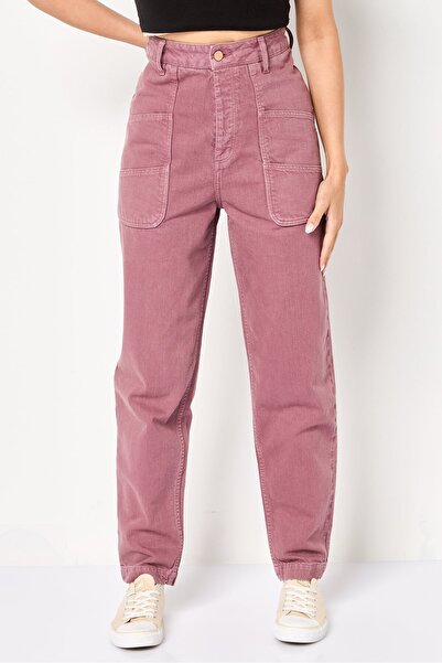 Reiko بنطلون جينز نسائي عادي غير قابل للتمدد، أرجواني