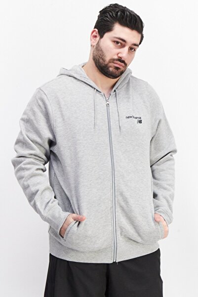 New Balance Men Athletic Fit Long Sleeve Brand Logo Full Zip Jacket, Grey