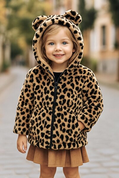 Calisa Girl's Leopard Fur Plush Coat