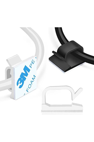 Other مشبك كابلات لاصق من لونيميا، عبوة من 100 مشبك (50 أبيض، 50 أسود) - إدار...