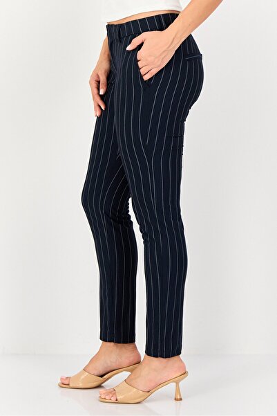 Reiko Women Cigarette Fit Striped Straight Pants, Multicolor