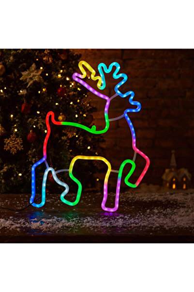 JML Decorațiune de Crăciun 50x36cm, model de ren, silicon LED multicolor, orn...