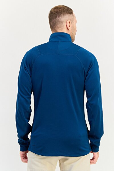 Puma Men Sportswear Fit Brand Logo Long Sleeve Outdoor Polo Shirt, Teal Blue