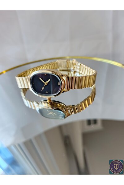 uyguntakıaksesuar Gold Oval Dial Women's Wristwatch – Stylish and Minimalist ...